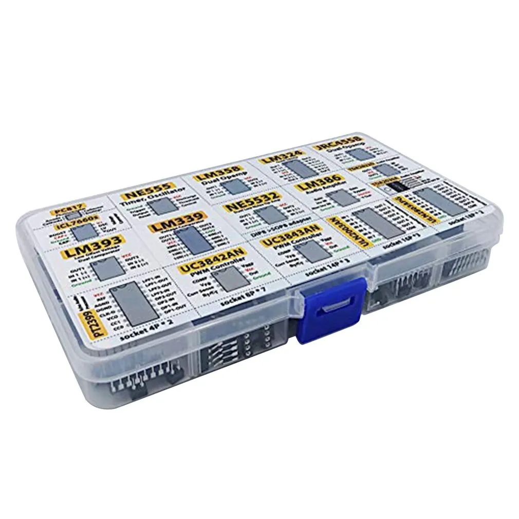 IC Chip Assortment 150 pcs, opamp, oscillator, pwm, PC817, NE555, LM358, LM324, JRC4558, LM393, LM339, NE5532, LM386, TDA2030