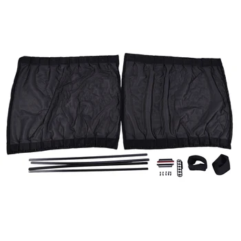 

2 PCS Side Window Car Sun Shade Curtains UV Sunshade Drape Window Protector (Black)