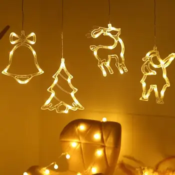 

3Pcs Christmas LED String Light Santa Deer Xmas Tree Window Decorative Sucker Lamp Festival Wedding New Year Decoration Lamp