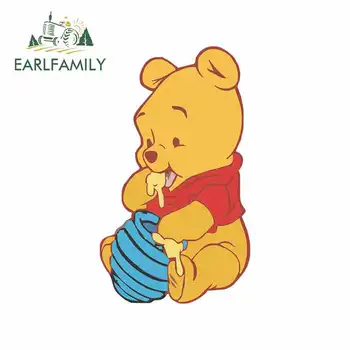 

EARLFAMILY 13cm x 7.7cm for Winnie Pooh Fine SUV Stickers Anime Body for Car Waterproof Decals Decoration for JDM VAN Bumper