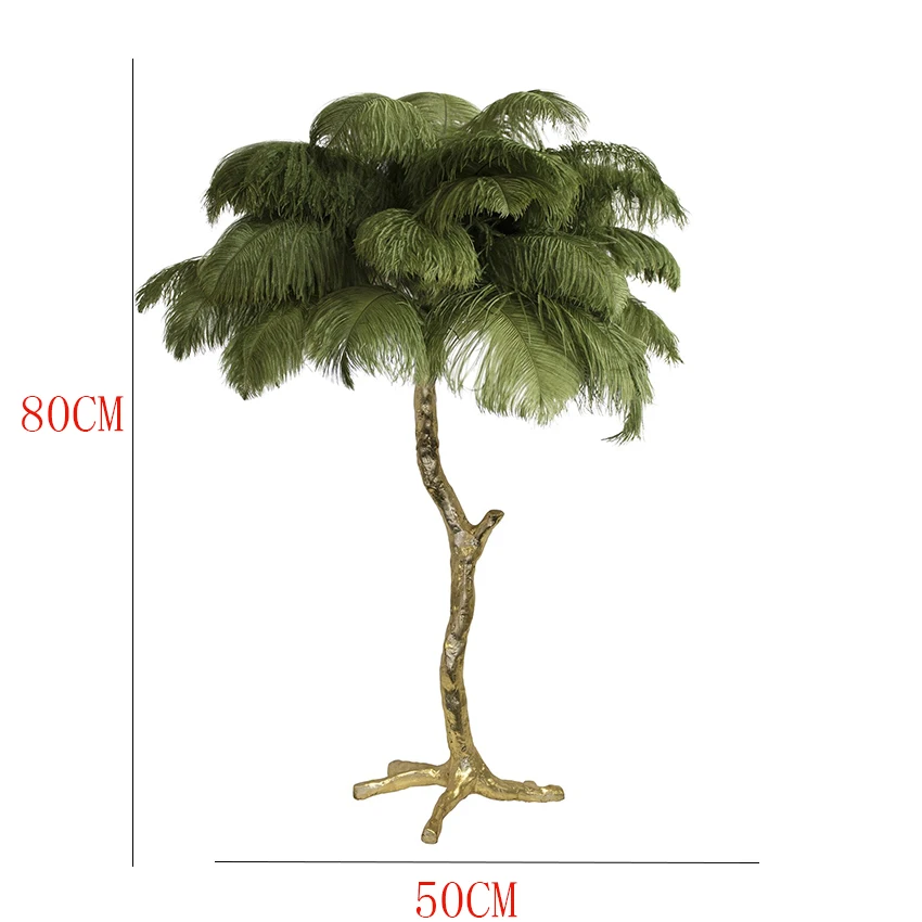 Современные медные напольные светильники из страусиных перьев, напольные лампы для волос, для спальни, гостиной, отеля, светильники, светильники - Цвет абажура: E 80CM
