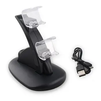 

For PS4 Accessories PS4 Dual USB Charger Docking Station Stand for Playstation 4 Game Controller Stand Holder Black Charger