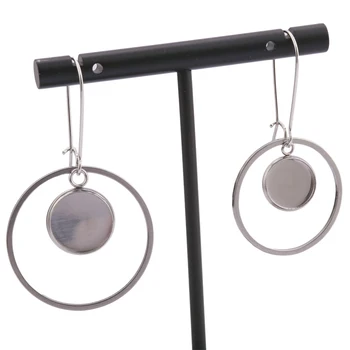 

10pcs Stainless Steel Round Cabochon Earring Blanks With Circle Frame Earrings Base Bezel Setting Diy For Jewelry Findings