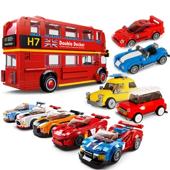 

City car Bus Champions Sports Car brand Compatible All Brands Technic Racing Car Racers Figures Building Blocks Bricks