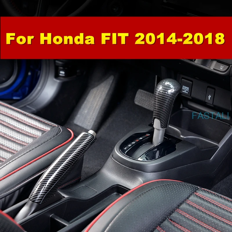 Для Honda FIT JAZZ-19 Шестерня ручного тормоза крышка все включено ABS карбоновая ручка для файла Тормозная крышка украшения аксессуары