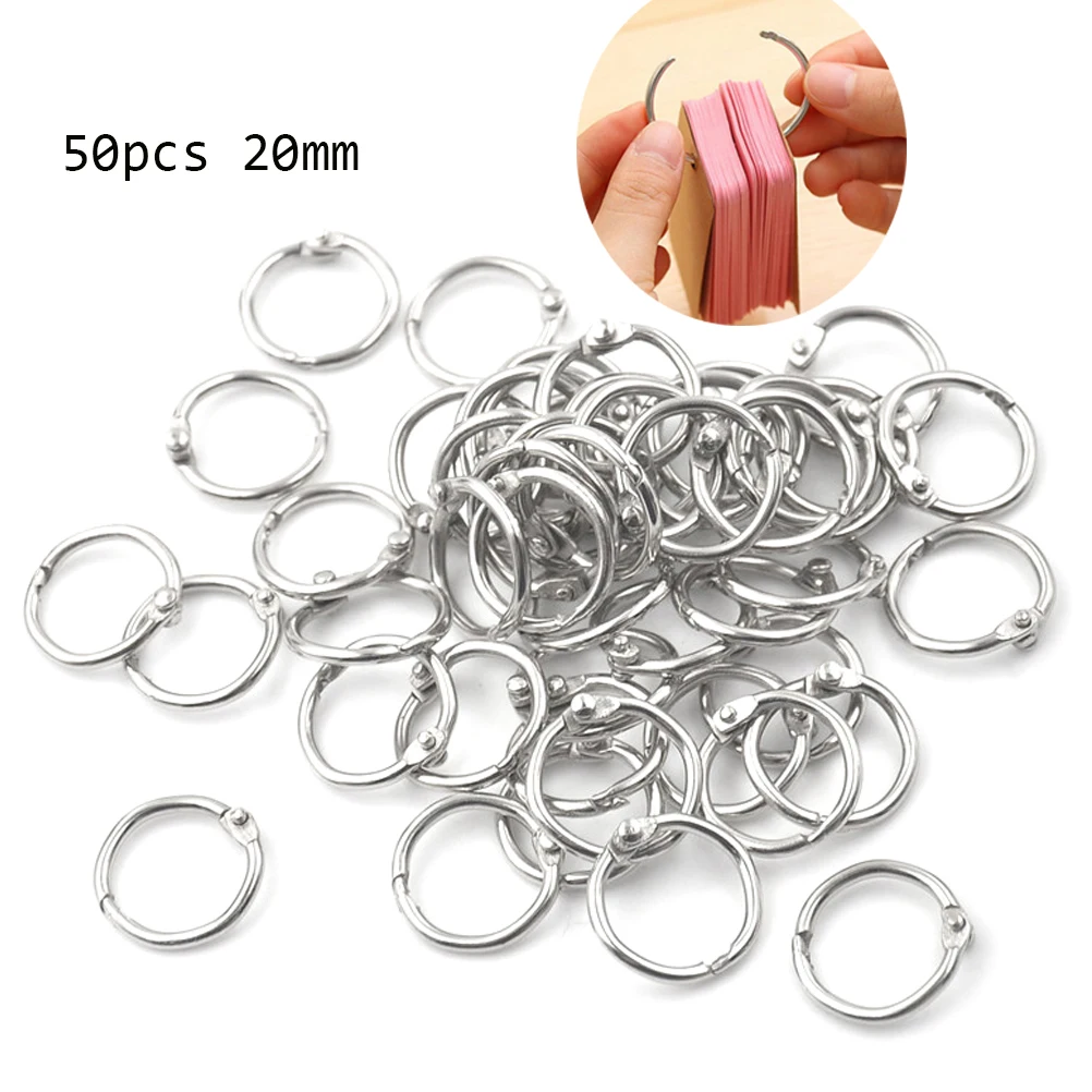 LLavero de hoja suelta de 20mm para oficina, suministros de encuadernación de libros de hojas sueltas, encuadernación de Metal con aglutinante, álbum de clips, hojas sueltas, 50 Uds.