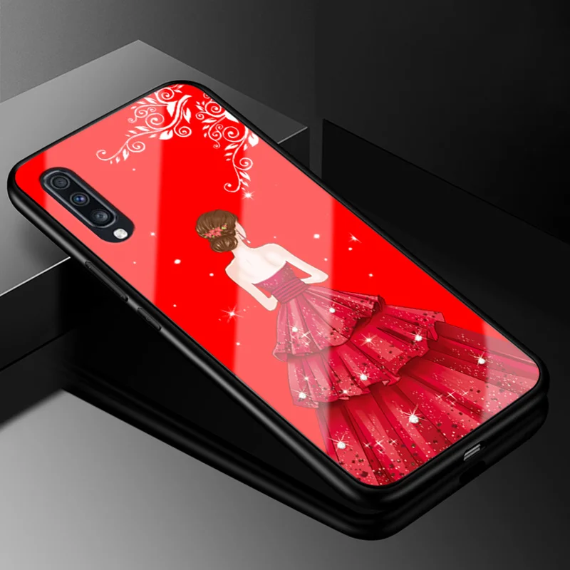 Для samsung Galaxy A70 чехол из закаленного стекла жесткая задняя крышка для samsung A70 A 70 чехол для телефона s силиконовый бампер A50 A50S A30S A 50 - Цвет: 16
