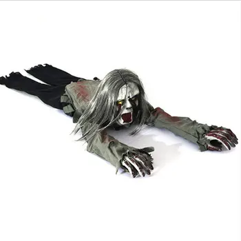 

Horror Halloween Props Voice Control Scary Long Hair Climbing Ghost Electric Shouting Props Halloween Decoration Horror House