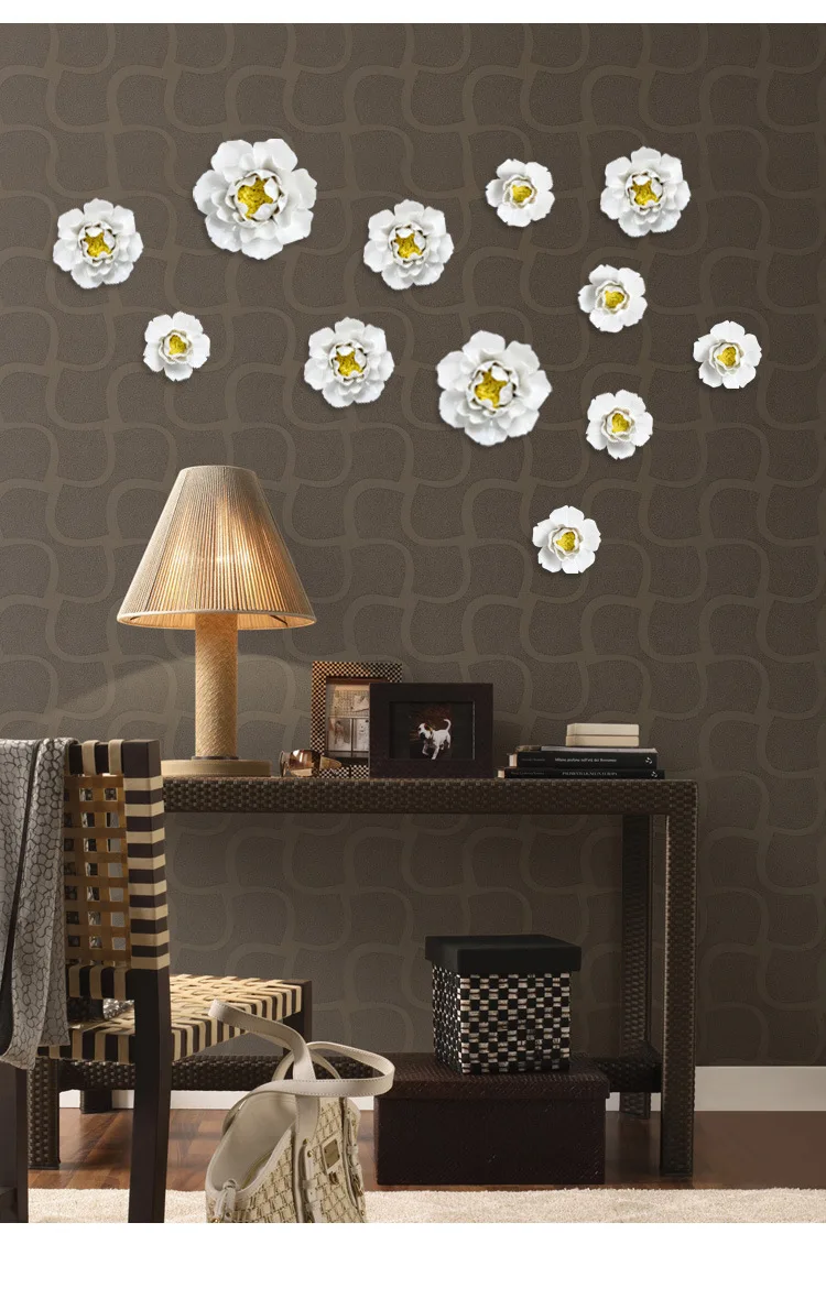 Креативная 3D пион цветы Настенная висящая керамическая ваза цветок DIY День Рождения Вечеринка свадебное украшение ТВ фон Инструменты Настенный декор подарки