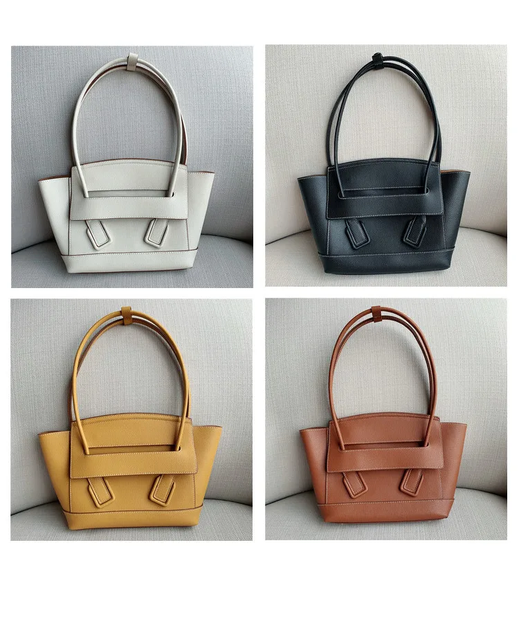 

Fashion Woman Wild Leisure Genuine Leather Catfish Shoulder Portable Bag High Quality Ins Show Drop Shipping Ashigo Same