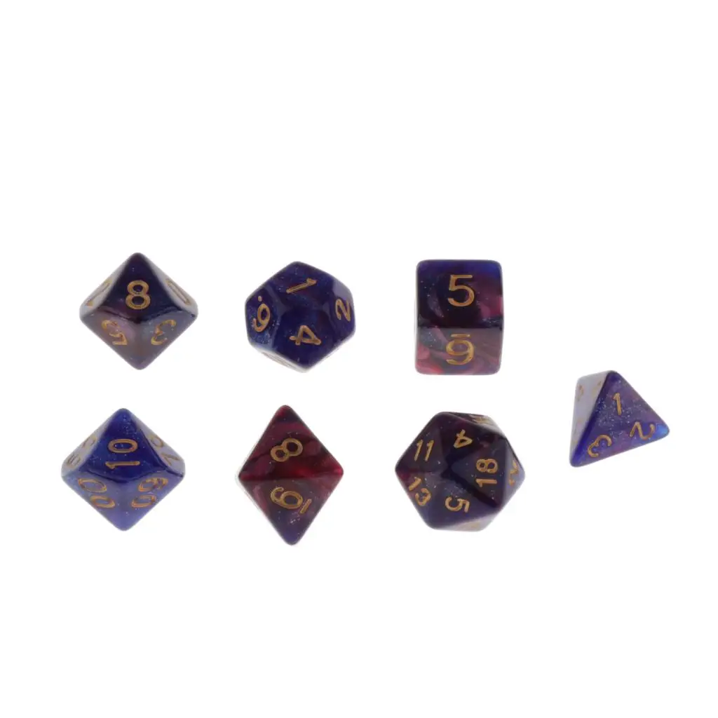 7 Pieces Polyhedral Dice Set for Role Playing Game Dungeons and Dragons D&D and Math Teaching - Select Colors