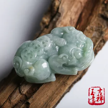 

Hand carving Jade stones Brave troops 3D Decoration Natural Emerald quartz crystals Burma Jade Jewelry pendant With certificate