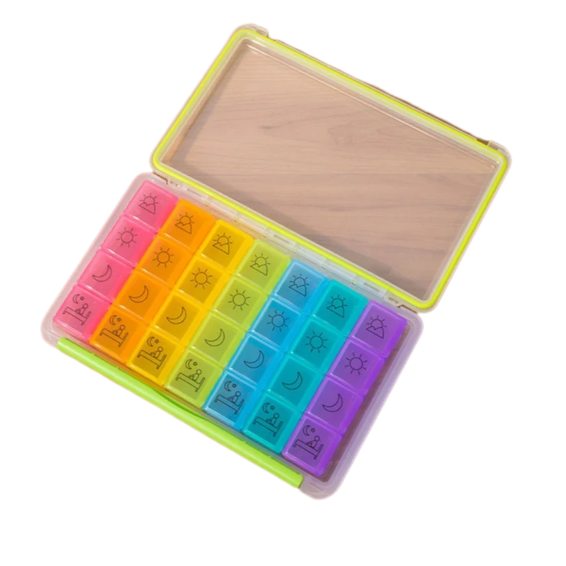 28 Rainbow Color Pill Box Weekly Portable New Portable Travel Pill