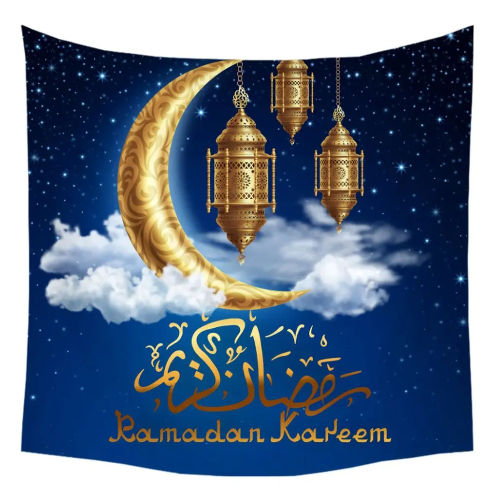 Для мусульманского праздника Рамадан украшения гобелен Халяль Eid Mubarak украшения дома Фон цифровой печати подвесная ткань