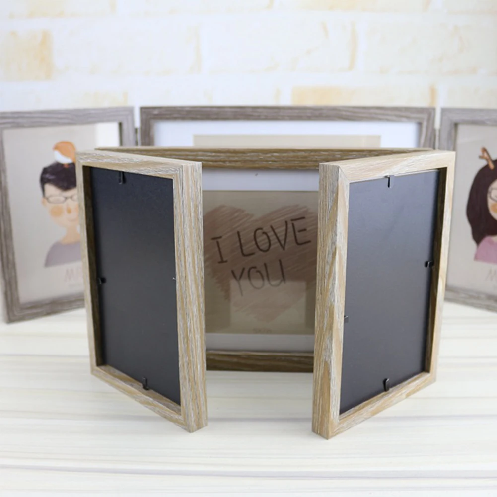 Пара свадьбы день дома DIY деревянное украшение на день рождения Lover рабочего романтическая трехслойная фоторамка