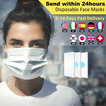 

200pcs 3 Layer White Disposable Mask mascarillas Face Mouth mask Earloop Face Masks anti dust anti pollen