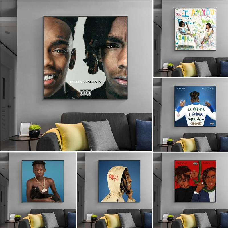 A235 YNW Melly по сравнению с Melvin Art Rap музыкальный альбом Звездный постер настенное