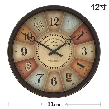 

Vintage Nordic Wall Clock Silent Bedroom Living Room American Round Wall Clock Creative Pastoral Montre Mural Decor Clock MM60WC