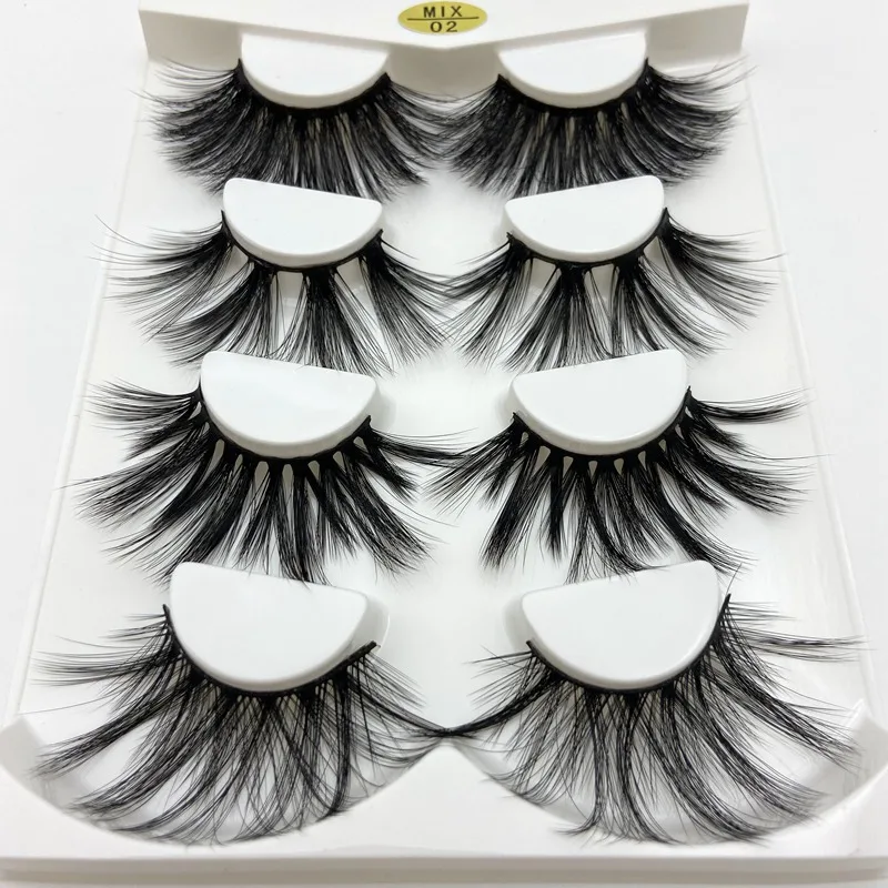 Buzzme 6D12 4pairs faux mink lashes Natural False Eyelashes Silk Eyelashes Dramatic Volume Fake Lashes Makeup 3