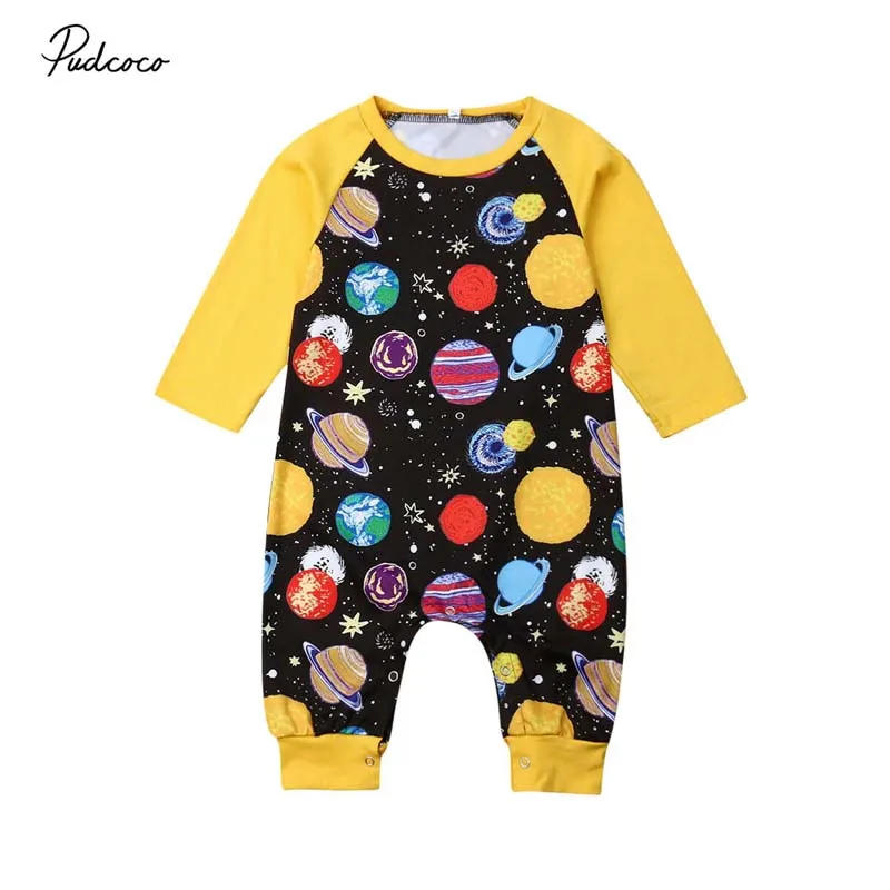 

2019 Brand Newborn Infant Baby Boy Girl Galaxy Playsuit Romper Casual Long Sleeve Clothes Jumpsuit Autumn Cotton Clothes