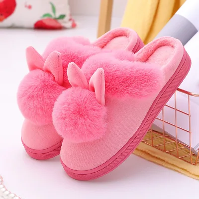 Women Shoes Fashion Home Shoes Cute Rabbit Winter Home Slippers Pantuflas mujer Warm Fluffy Slippers Zapatos de Mujer MT033 - Color: B