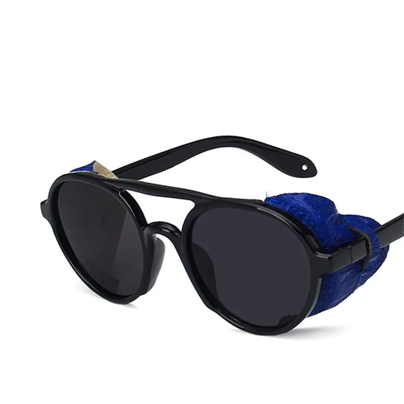 LeonLion Роскошные панковские солнцезащитные очки мужские винтажные очки для мужчин/женщин Роскошные брендовые солнцезащитные очки для мужчин панк ретро Lunette Soleil Homme - Цвет линз: BlackGrayBlue