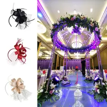 Винтажная перьевая сетчатая повязка на голову, шелковая Цветочная вуаль, повязка на голову для женщин, Дамская Свадебная вечеринка, аксессуары для волос E15E