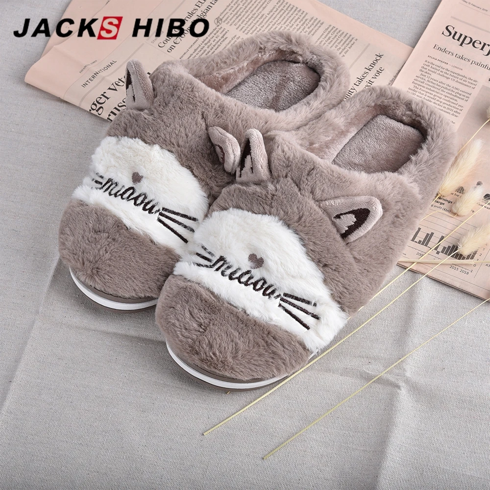 

JACKSHIBO New Winter Kids Slippers Children Winter Slipper-on Toddler Cotton Shoes Home Floor Shoes Cut Cat Warming Child Shoes