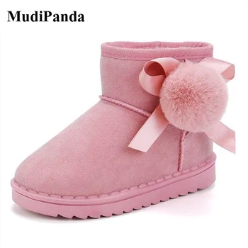 

MudiPanda Winter Girl Boots 2020 Kids Snow Boots For Children Casual Shoes Warm Plush Fur Boots Ankle Footwear Size 25-36