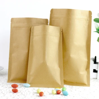 

100pcs Kraft Paper Doypack Zip Lock Pouch with Aluminum Foil Food Tea Snack Coffee Storage Resealable Ziplock/zipper Bag