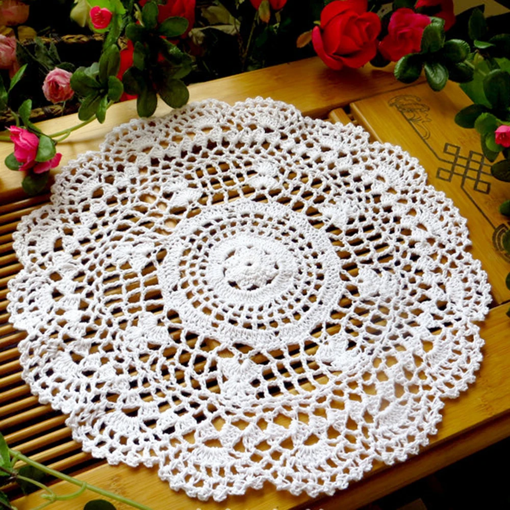 Vintage Round Placemat Doilies Hand Crochet Cotton Table Cloth Drink Mat Coaster Cotton Handicraft Hollow