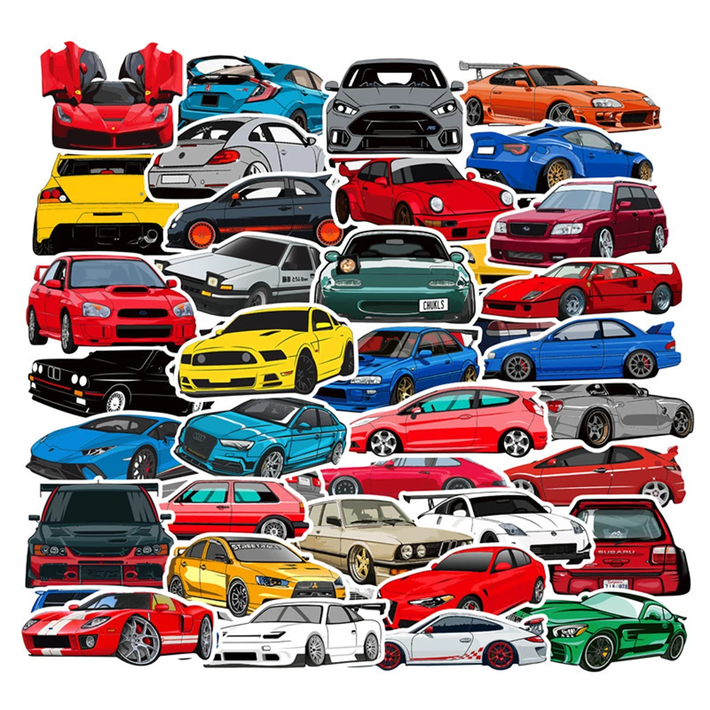 

10/30/50/100pcs Retrofit Racing Car Cool Graffiti Stickers DIY Luggage Phone Guitar Fridge Laptop Helmet Kids Sticker Toy Gift