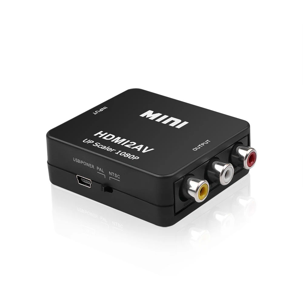Мини HD видео конвертер коробка HDMI в RCA AV CVSB L R видео 1080P HDMI AV поддержка NTSC PAL выход HDMI в AV скейлер переключатель адаптер - Цвет: Black