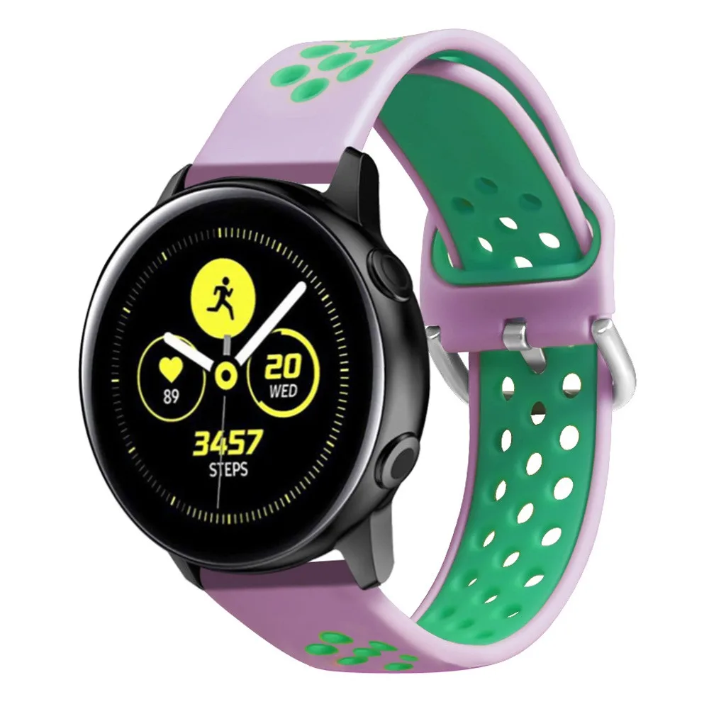 OMESHIN For Samsung Galaxy Watch Sports Skin-friendly Soft Silicone Watch Belt 42mm/Active Adjustable Clasp Porous Design 717#2