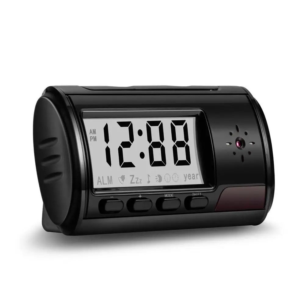 Настольные часы мини камера HD 720*480 многофункциональная видеокамера будильник