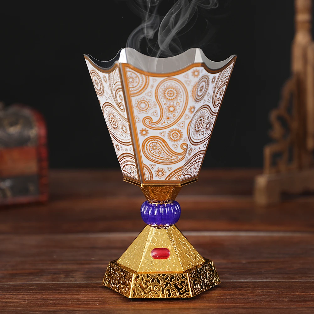

1PCs Alloy Electric Incense Burner Hexagonal Sun Moon Pattern Islamic Style With Socket For Home Office Teahouse Use Home Decor