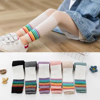 

2020 Spring Girls Leggings Rainbow Leggings For Kids Cotton Baby Leggins Children Knitting Pants Clothing