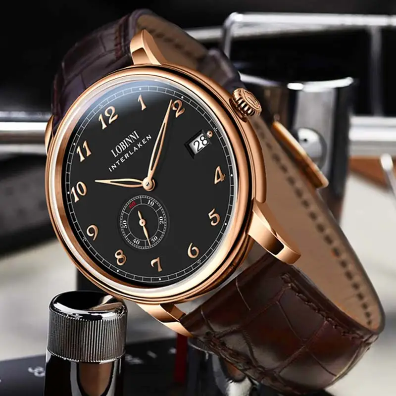LOBINNI orologi di lusso con movimento meccanico a micro rotore per uomo  d'affari|Mechanical Watches| - AliExpress