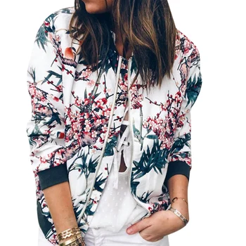 

2020 Ladies Plus Size Floral Printed Coats Casual Style Zipper Long Sleeve Tops Jackets Women Sexy Breathable Coats/Jackets