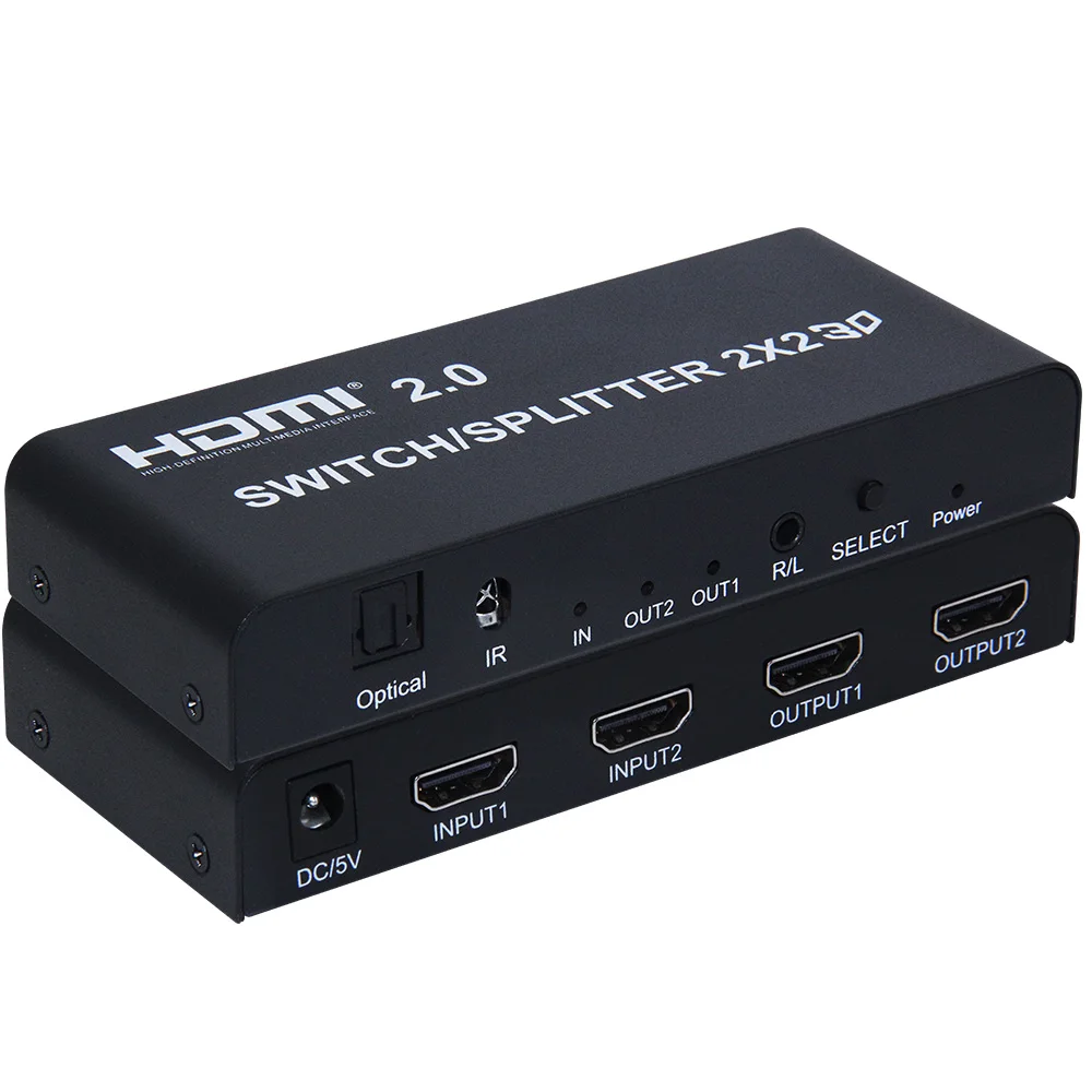 HDMI 2,0 переключатель сплиттер с аудио toslink и Aux 2X2 HDMI 2,0 коммутатор сплиттер коробка UHD 4K 60Hz HDR HDCP 2,2 для PS4 pro и т. Д