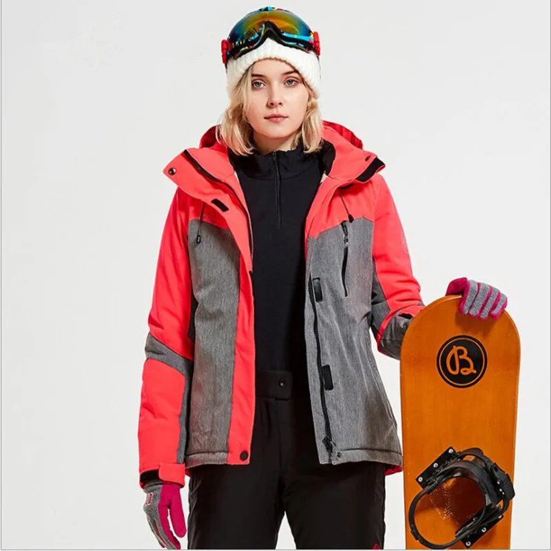 Женская лыжная куртка, Женская куртка для сноуборда, зимняя Лыжная куртка, зимняя теплая куртка для женщин, уличная лыжная куртка, зимняя куртка - Цвет: orange