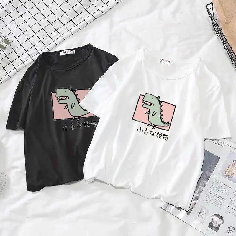 

summer new 2020 brief student Harajuku t shirt simple style loose vogue couples clothes funny minimalist anime man streetwear