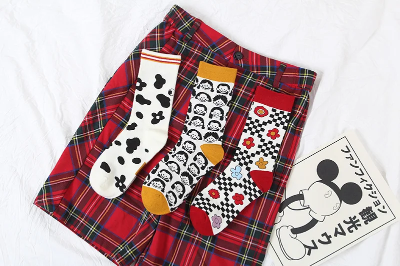 Женские модные носки в подарок, милые мягкие новые хлопковые женские разноцветные носки с забавными рисунками из мультфильмов Kawaii