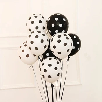 

12 inch Wave Point Latex Balloon Printed Black and White Dot Balloon Wedding Decoration Party Decoration Balloons Party Supplies