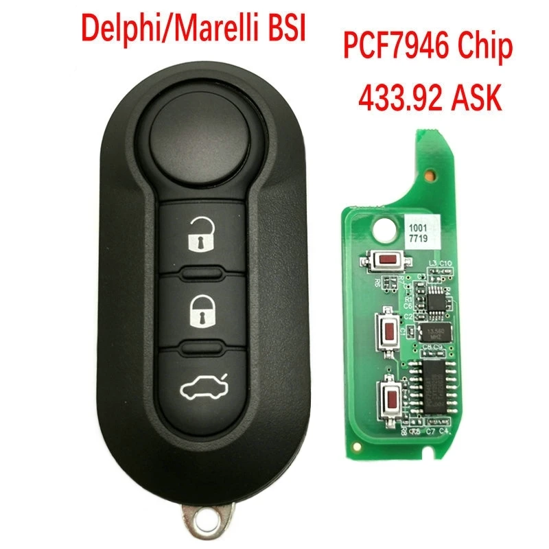 DATONG WORLD CAR REMOTE KEY FOR FIAT 500 DOBLO QUBO GRANDE PUNTO 2006-2013 DELPHI BSI SYSTEM 433.92ASK PCF7946 REPLACE SMART KEY