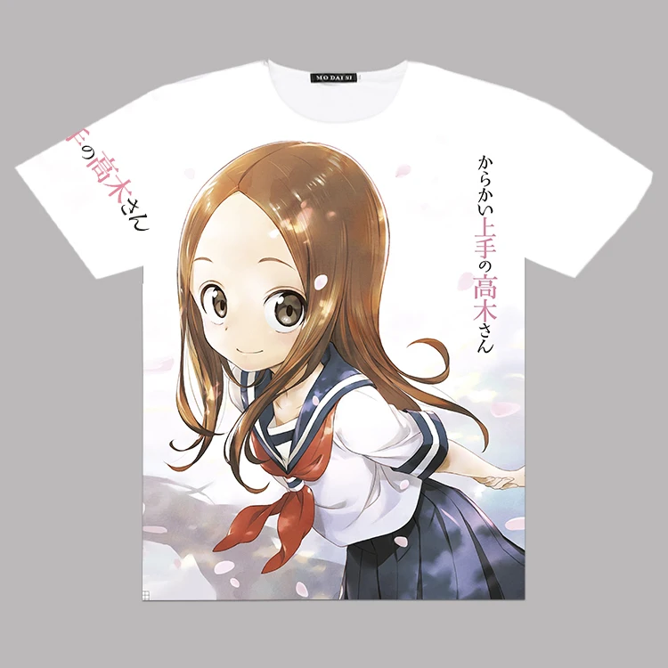 Аниме Teasing Master Takagi-san Takagi Tenkawa Yukari Косплей Футболка полный графический с коротким рукавом унисекс студенческий летний топ