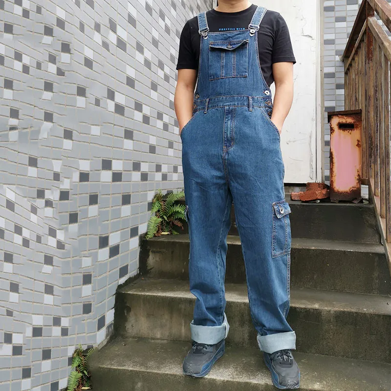 

Jeans Men Men's Denim Overalls Men's Overalls Jumpsuit Multi-pocket strap Straight pants Blue jeans More sizes 30-44 46