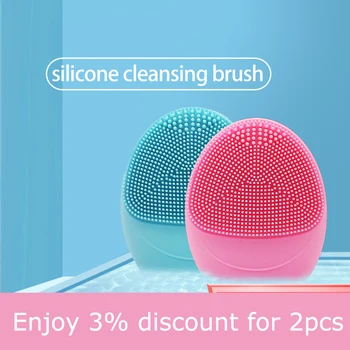 

Ultrasonic Vibration Silicone Face Brush Cleaning Electric Facial Cleanser Face Skin Blackhead Remover Pore Cleaner Face Massage