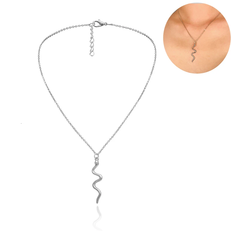 N1129-2-Necklace Youvanic персонализированные тонкие цепи ожерелье с медальоном в виде змеи для женщин панк ключицы колье ожерелье шеи воротник модные украшения 2405 - Окраска металла: N1129-2-Necklace