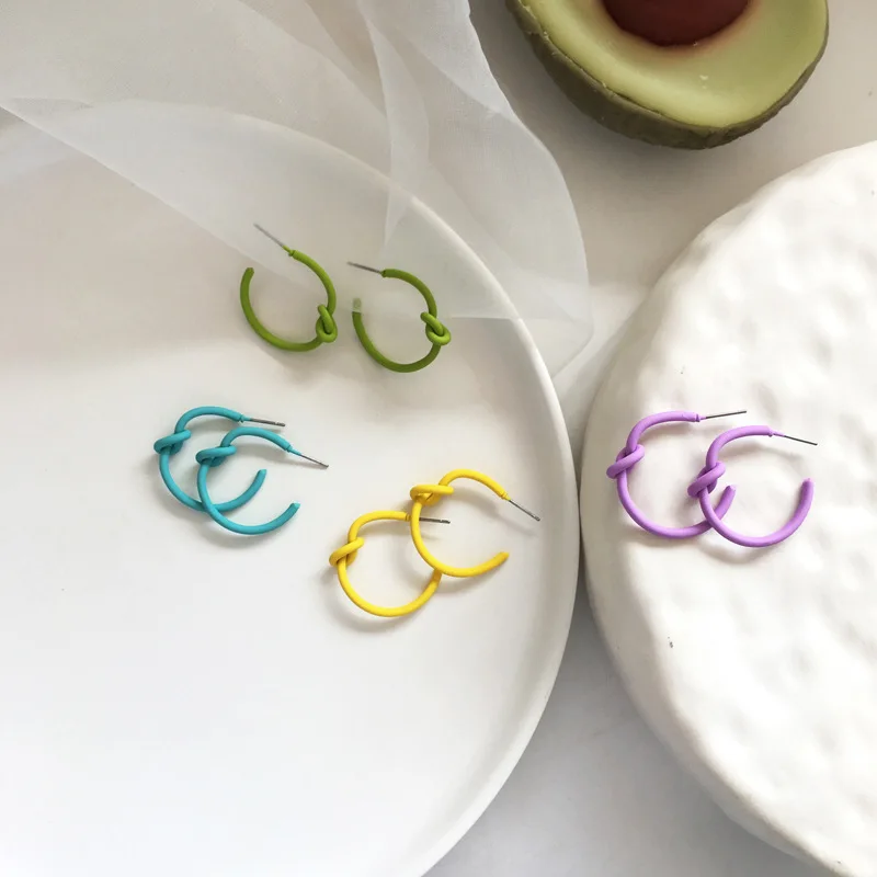 Новые темпераментные круглые серьги в Корейском стиле с узлом женские Украшения